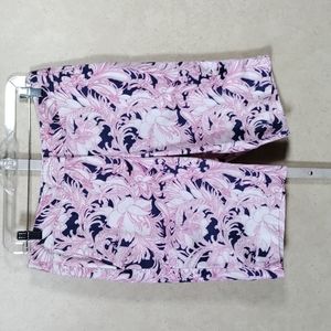 04190 Talbots navy & pink floral paisley shorts 8